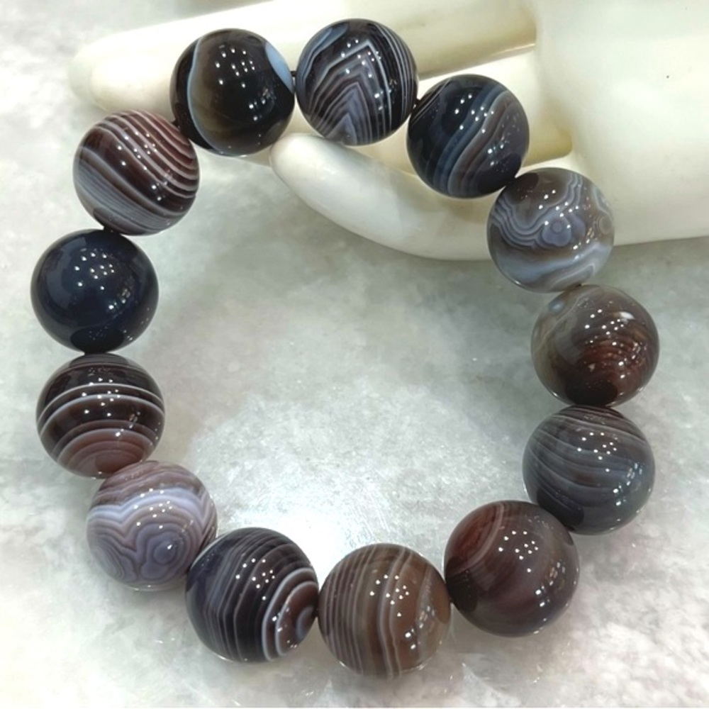 Botswana Agate Large Bead Stretch Bracelet